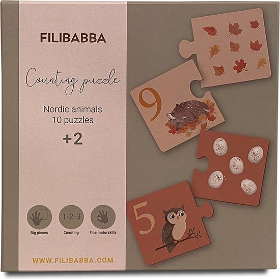 Thumbnail van een extra afbeelding van het spel Filibabba - Telpuzzel  - Noorse dieren -  Nordic animals - 1