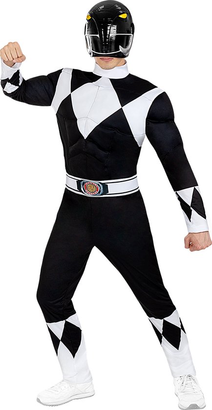 FUNIDELIA Zwart Power Ranger-kostuum voor mannen - Maat: - Zwart