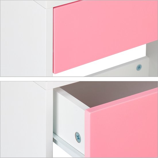 kinderbureau en stoel - lade - met opbergruimte - zwaan - kindertafel - roze-wit