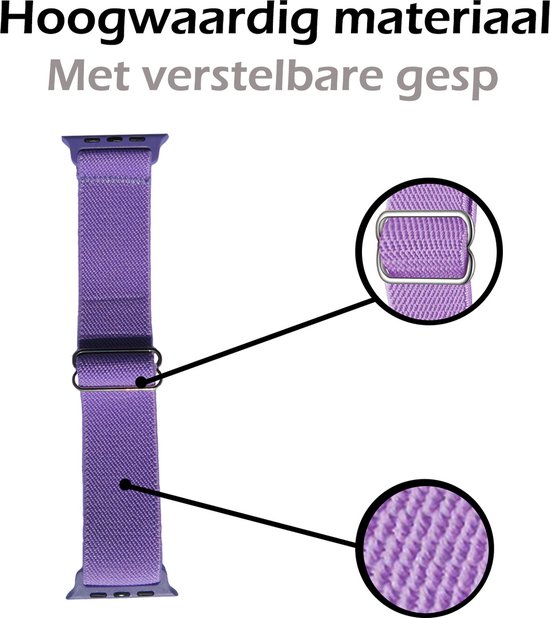 Bracelet adapté pour Apple Watch Bracelet 38/40/41 mm Bracelet de montre en nylon Boucle réglable - Convient pour Apple Watch 1-8 / SE - 38/40/41 mm Nylon - Lilas