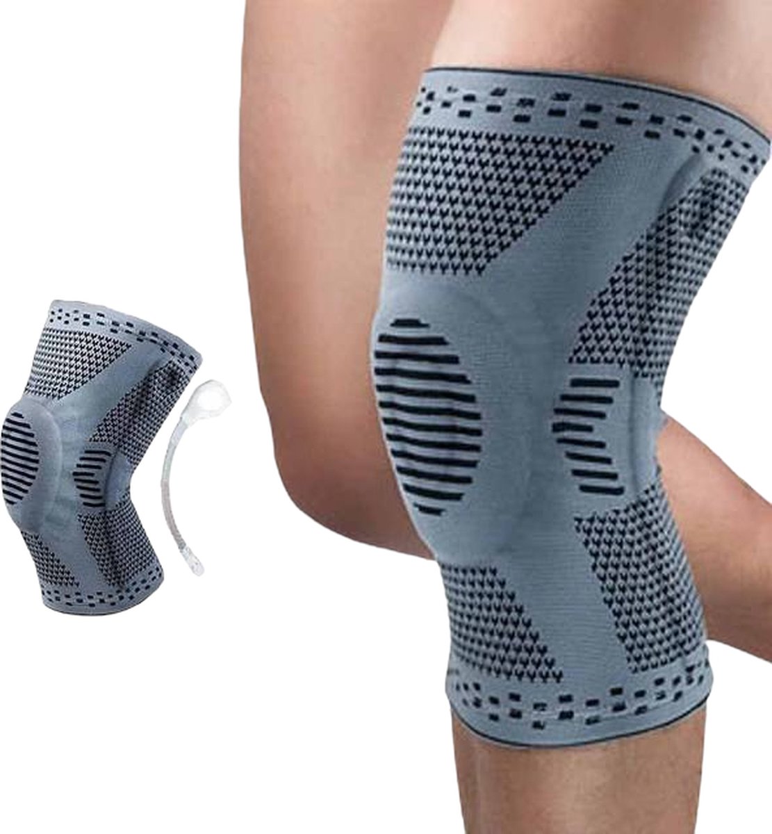 Chibaa - Knie band - Grijs - Maat: Medium - Unisex - Knie Versterking - Orthopedische kniebrace voor kruisband - Knieband voor meniscus - Kniebeschermer - Patella - Compressie kniebandage blessure - Sporten - Bescherming