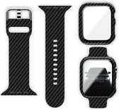 Strap-it Convient pour bracelet Apple Watch + boîtier - Taille : 44 mm - carbone
