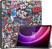 Case2go - Tablet hoes geschikt voor Lenovo Tab P11 - 2de Generatie (2022) - 11.5 inch - Book Case met Auto/Wake Functie - Graffiti