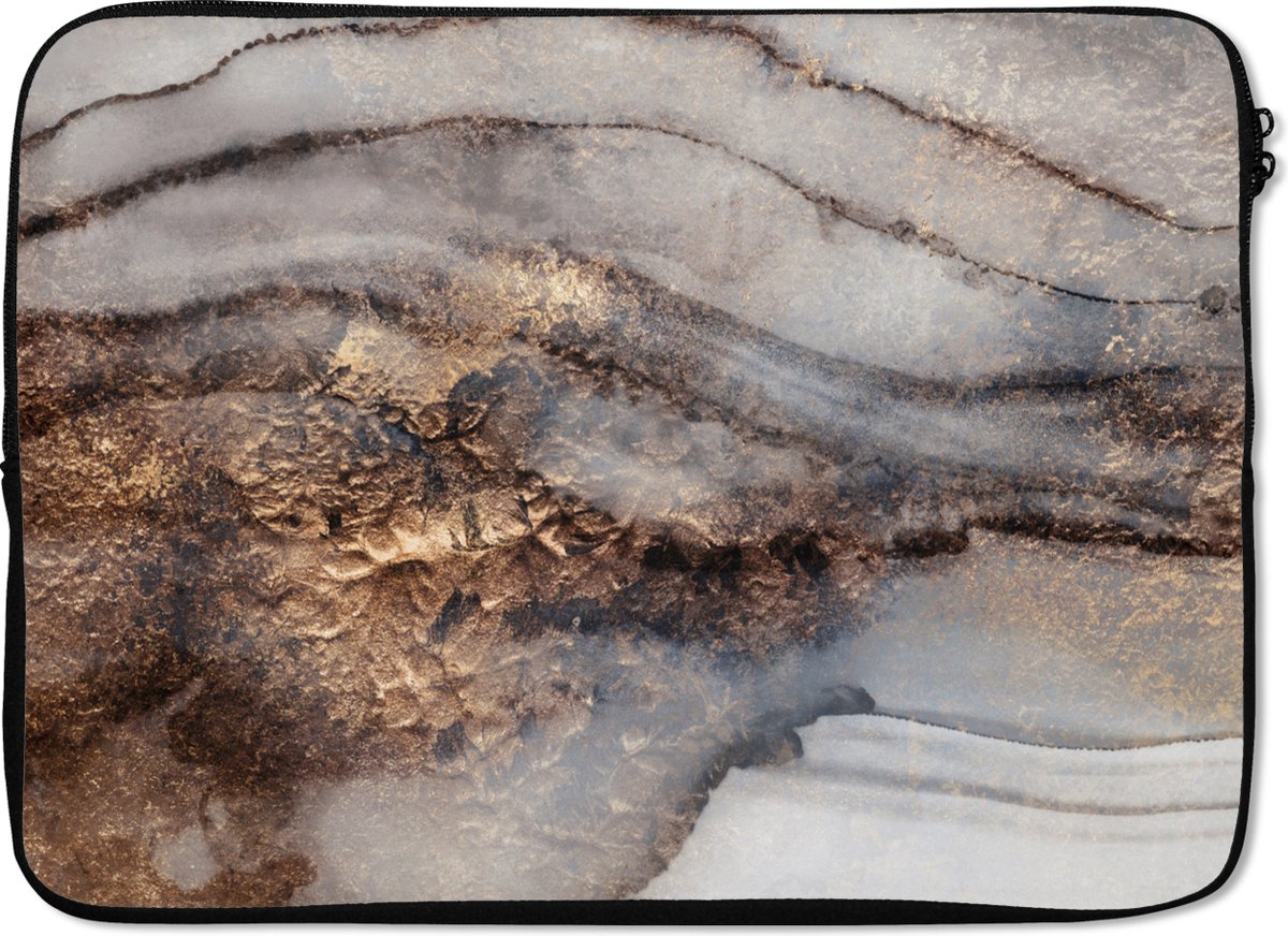 Laptophoes - Marmer print - Goud - Abstract - Laptop sleeve - Laptop 13 Inch