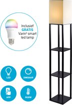 Bol.com Varin® Vloerlamp met vakken - Zwart - Dimbaar - Witlicht RGB - E27 Led lamp - Smart Lamp - Tuya wifi - Slimme staande la... aanbieding