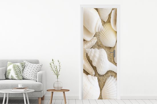 Sticker de porte Coquillage - Plage - Wit - 85 x 215 cm - Affiche de porte