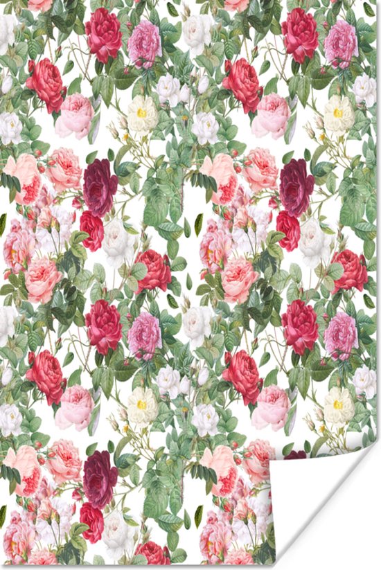 Poster Fleurs - Vintage - Roses - 120x180 cm XXL