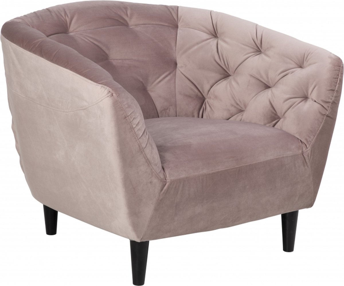 Fauteuil Akersloot - Velvet - Roze - 97 x 79 x 83 cm (BxHxD)
