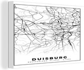 Canvas Schilderij Kaart - Duisburg - Stadskaart - Plattegrond - 120x80 cm - Wanddecoratie