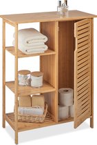 Relaxdays badkamerkast bamboe - staand badkamerrek - handdoekenkast op poten - opbergkast