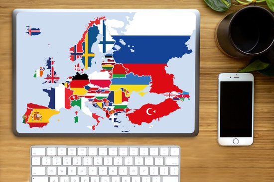 Sticker pour ordinateur portable - 15,6 pouces - Carte - Europe - Drapeau