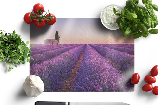 Planche à découper en Verres - 39x28 - Lavande - Coucher de soleil - Violet - Fleurs - Planches à découper en Glas