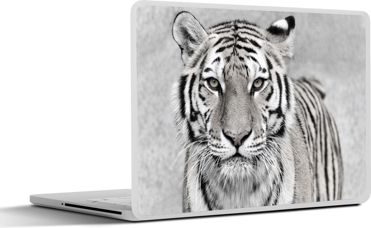 Laptop sticker - 15.6 inch - Tijger - Natuur - Zwart - Wit - 36x27,5cm - Laptopstickers - Laptop skin - Cover