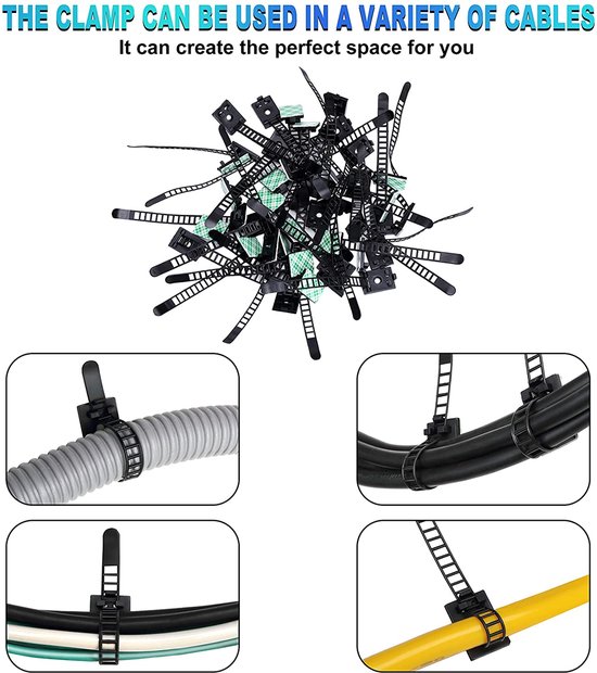 16 stuks zelfklevende kabelclips, kabelorganisatorclip