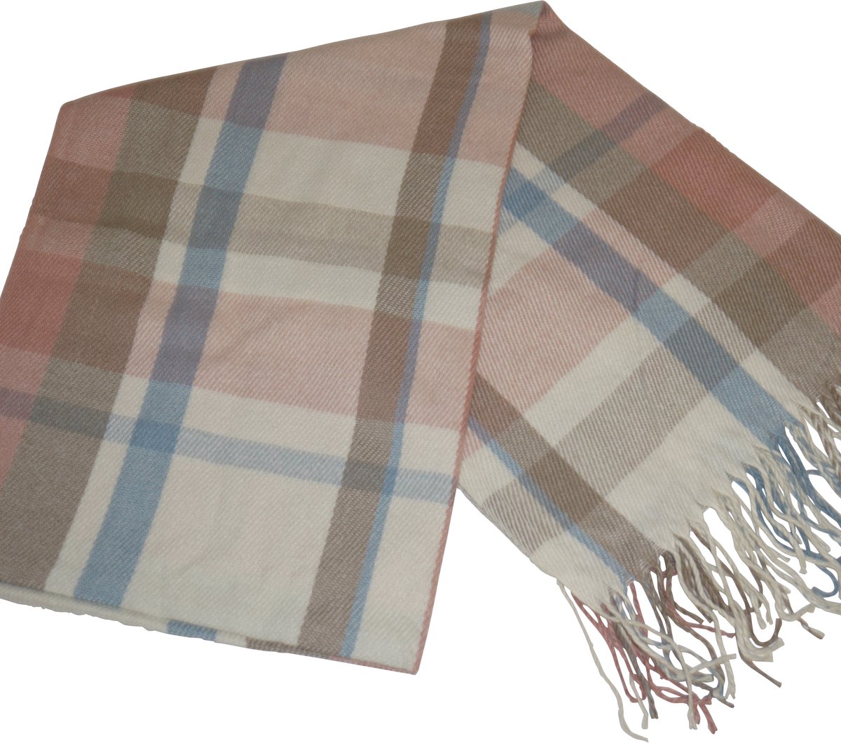 Hidzo Sjaal - 175cm_68cm - Katoen - Multicolor - Wit/Bruin/Rood/Blauw