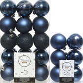 Decoris kerstballen - 42x st - donkerblauw - 6 cm - kunststof
