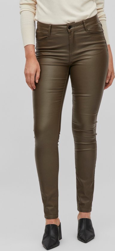 VILA Damen-Lederimitat-Hose – Ausgestellt, Stretch – Coated Look – Für Freizeit & Parties