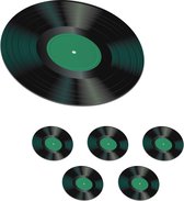 Onderzetters voor glazen - Elpee - Lp - Vinyl - Groen - Retro - Vierkant - Onderzetter - 10x10 cm - 6 stuks
