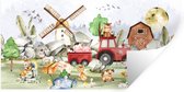 Muursticker kinderkamer - Kinder decoratie - Boerderij - Trekker - Kinderen - Dieren - Muursticker - Decoratie voor kinderkamers - 120x60 cm - Zelfklevend behangpapier - Stickerfolie