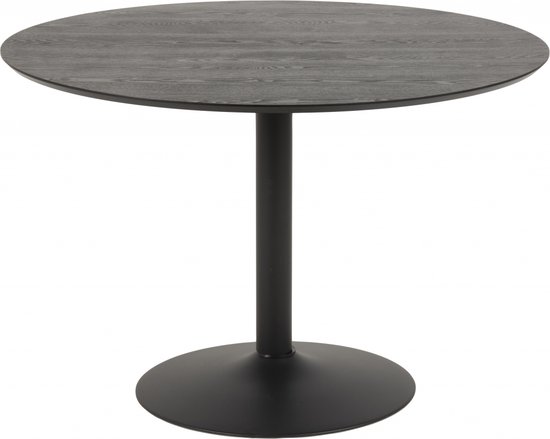 Eettafel Heeze - MDF - Zwart - Ø 110 cm - 74 cm hoog - Rond - Eetkamertafel - Keukentafel