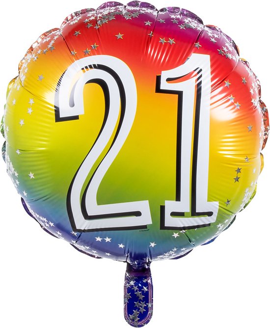 Boland - Folieballon cijfer(45 cm) 21 - Multi - Cijfer ballon