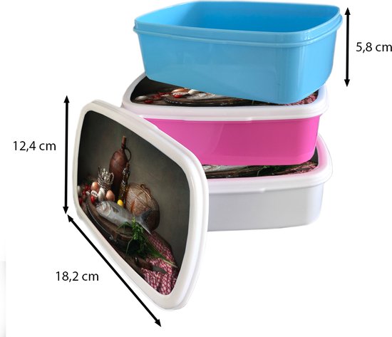 Boîte à Pain Wit - Lunch Box - Boîte à Pain - Rustique - Poisson - Nature Morte - Légumes - Herbes - 18x12x6 cm - Adultes