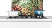 Spatscherm keuken 60x30 cm - Kookplaat achterwand Bloemen - Kunst - Vintage - Natuur - Botanisch - Muurbeschermer - Spatwand fornuis - Hoogwaardig aluminium
