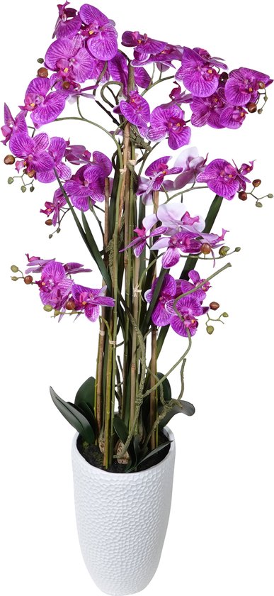 Kopu® Kunstplant Orchidee 160 cm Roze in Hoge Bloempot - Phalaenopsis