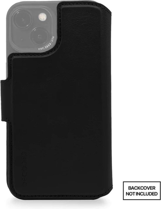 DECODED Modu Wallet Case - iPhone 14 / 14 Pro - Afneembaar Hoesje met Pasjeshouder - Hoogwaardig Europees Leer - Magnetische Technologie van Apple - Zwart