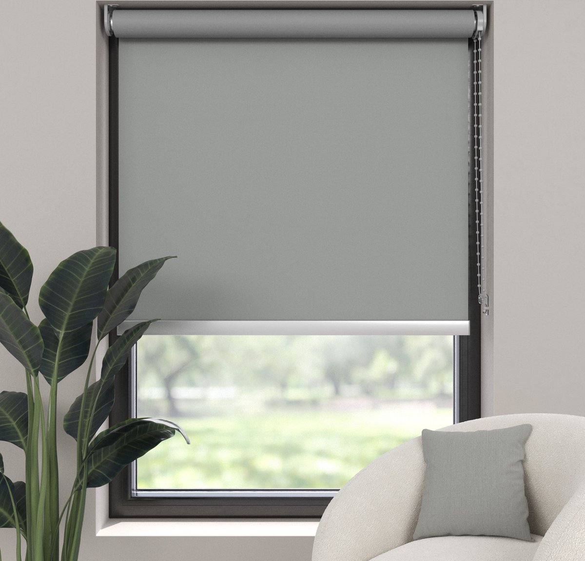 Dutchblinds Rolgordijn - verduisterend - Grijs - 160x275cm - Raamdecoratie op maat