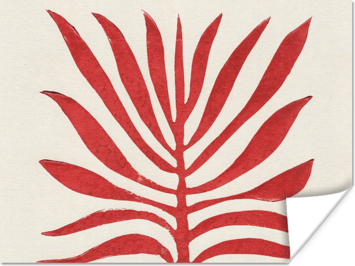 Poster Plant - Rood - Bladeren - Abstract - 40x30 cm
