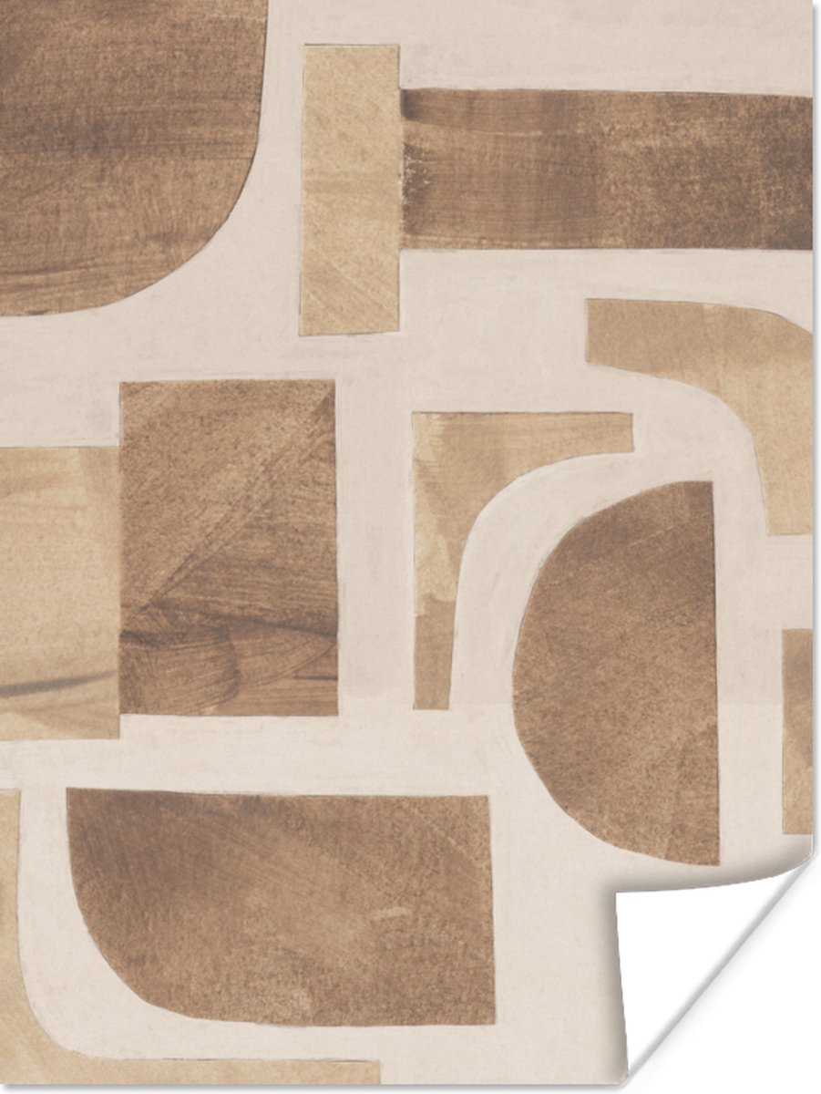 Poster Vormen - Abstract - Puzzel - Hout - 30x40 cm