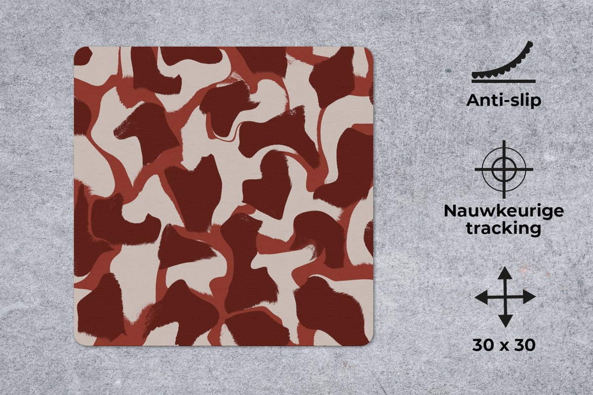 Muismat 30x30 cm - Mousepad Abstract - Bruin - Kleuren - Pastel - Muismatten