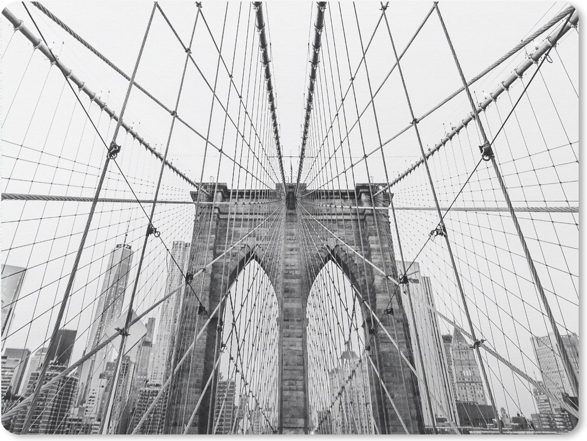Muismat XXL 80x60 cm - Bureau onderlegger - Bureau mat Brooklyn Bridge - Brug - Architectuur - Gebouw - Bureaumat - Gaming mousepad xl - Bureaulegger groot - Computer deskmat