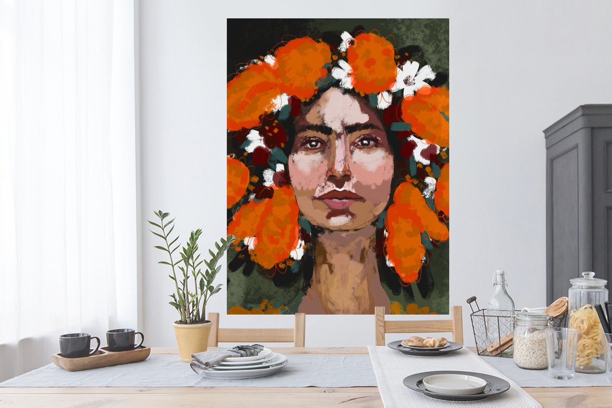 Muurstickers - Sticker Folie - Abstract - Vrouw - Portret - Verf - 90x120 cm - Plakfolie -