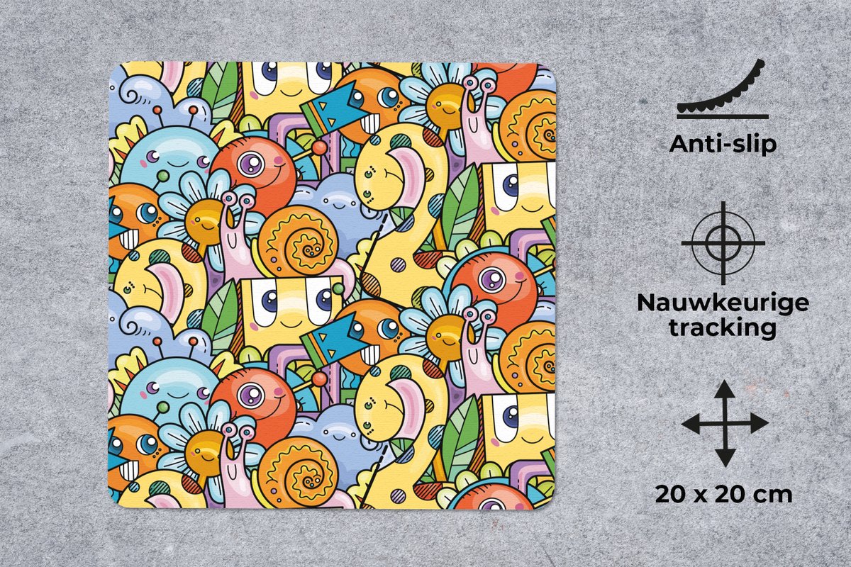 Muismat 20x20 cm - Mousepad Design - Dieren - Bloemen - Grappig - Jongen - Meisje - Muismatten