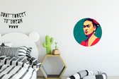 WallCircle - Wandcirkel ⌀ 30 - Portret - Frida Kahlo - Vrouw - Vintage - Rood - Ronde schilderijen woonkamer - Wandbord rond - Muurdecoratie cirkel - Kamer decoratie binnen - Wanddecoratie muurcirkel - Woonaccessoires