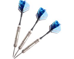 Masterdarts Dartpijlen set - 24 gram - zwart/blauw - met extra shafts - 16 cm - unisex