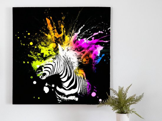 Hello pretty zebra | Hello Pretty Zebra | Kunst - 40x40 centimeter op Canvas | Foto op Canvas