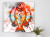 Salmon Splatter kunst - 80x80 centimeter op Canvas | Foto op Canvas - wanddecoratie