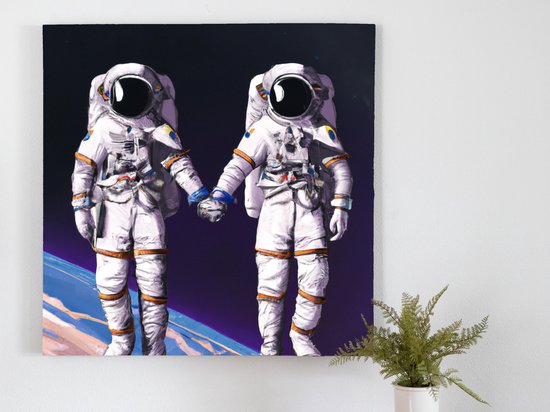 Astronaut posers kunst - 30x30 centimeter op Canvas | Foto op Canvas - wanddecoratie
