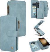 Casemania Hoesje Geschikt voor Samsung Galaxy S23 Plus Aqua Blue - 2 in 1 Magnetic Book Case met Rits
