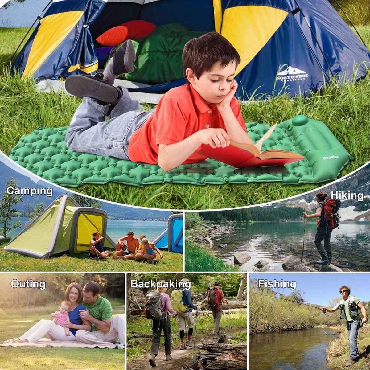Tapis De Couchage Gonflable Besshepplo – 190x58 Cm, épaisseur 5,1 Cm, Avec Oreiller Intégré, Léger, Pour Camping