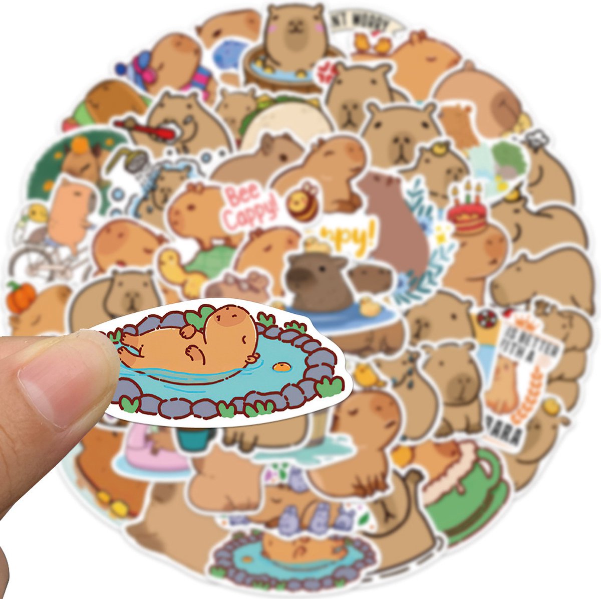 Capybara Stickers 50 Stuks - Dieren Stickers - Laptop Stickers - Capybaras - Stickers Kinderen - Schattige Dieren — afbeelding 3