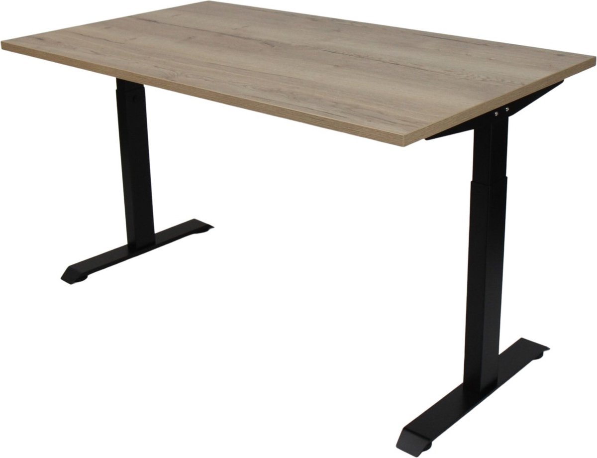 Office Hero® Cosmic - In hoogte verstelbaar bureau zwart frame - Game bureau - Computertafel - Werktafel - 160x80 - Natuur eik