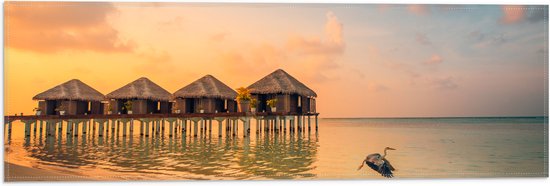 Vlag - Luxe Vakantieverblijven boven de Zee aan de Maledieven - 60x20 cm Foto op Polyester Vlag