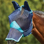 Weatherbeeta - Delux Fine Mesh Mask - Vliegenmasker - Met Oren & Neus - Navy Turquoise - Maat Pony