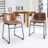 Industrieel design stoel DJANGO vintage bruin met ijzeren frame - 37347