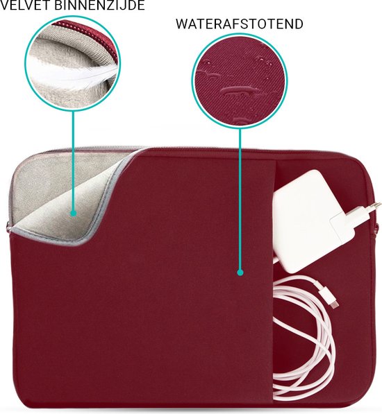 Coverzs Laptophoes 15 6 inch & 17 inch (bordeaux) - Laptoptas dames / heren geschikt voor o.a. 15 6 inch laptop en 17 Inch laptop - Geschikt voor Macbook - Laptophoes met ritssluiting - waterafstotende hoes