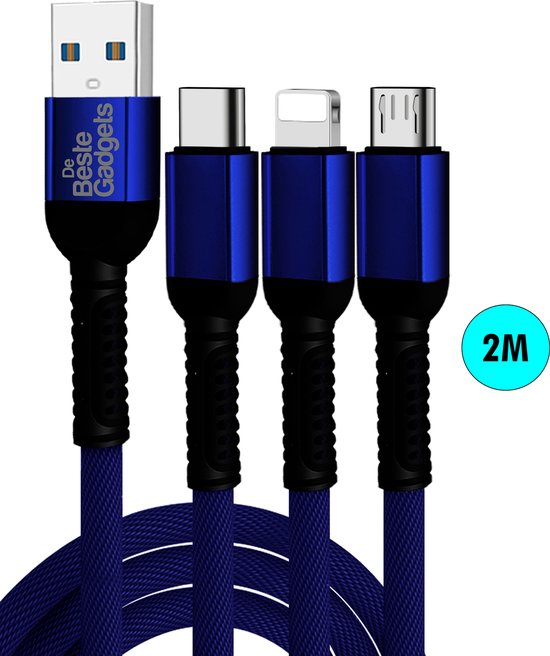 Câble de chargement USB avec 3 connecteurs Lightning Couleur Blauw - iPhone  / iPad /
